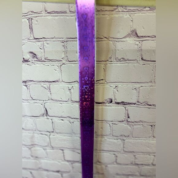 Iridescent Purple Silver Oil Slick Heart 90s Rave Club Plastic Wide Retro Belt - Picture 5 of 7